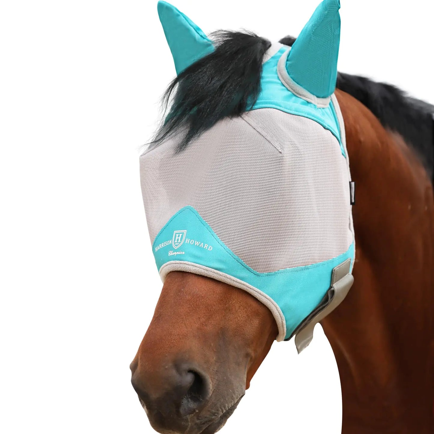 Harrison Howard Half Face Horse Fly Mask UV Protection and Breathable Mask for Equine Use Comfortable Fly Mask for Horses Mint XL - The One Stop Equine Shop