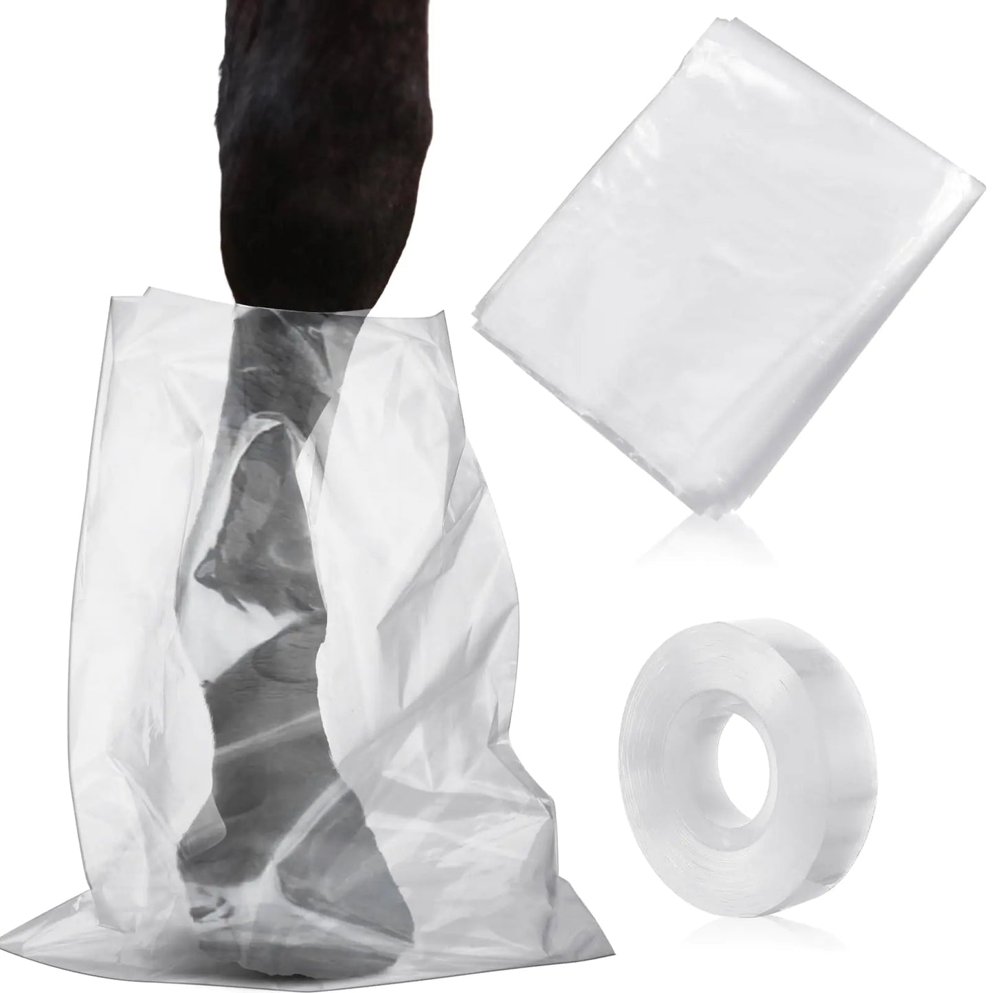 Huhumy 20 Pcs Disposable Soak Boot Hoof with 1 Roll of Adhesive Tape Horses Soaking Boot Bag Equine Soaker Sack for Thrush Bacterial Infection Treating Hooves Care Liquid Treatment Equine Donkey Draft - The One Stop Equine Shop