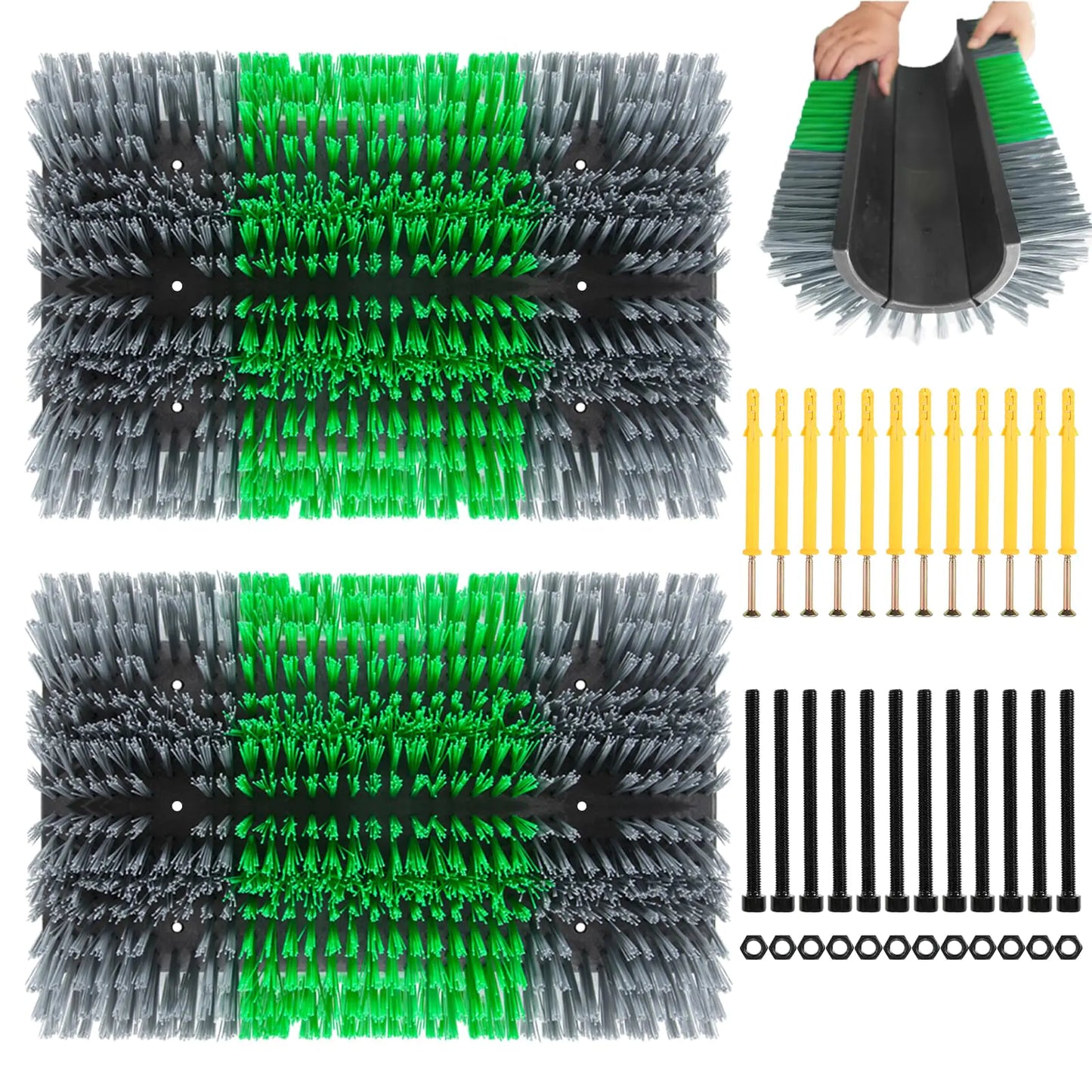 Extra Large Size Livestock Scratching Brush Upgraded Horse/Goat/Cow/Cattle Scratcher Brush for Grooming Itch Relief Horse Scratcher Brushes Kit with Two Sets of Mounting Screws(2-PackGray) - The One Stop Equine Shop