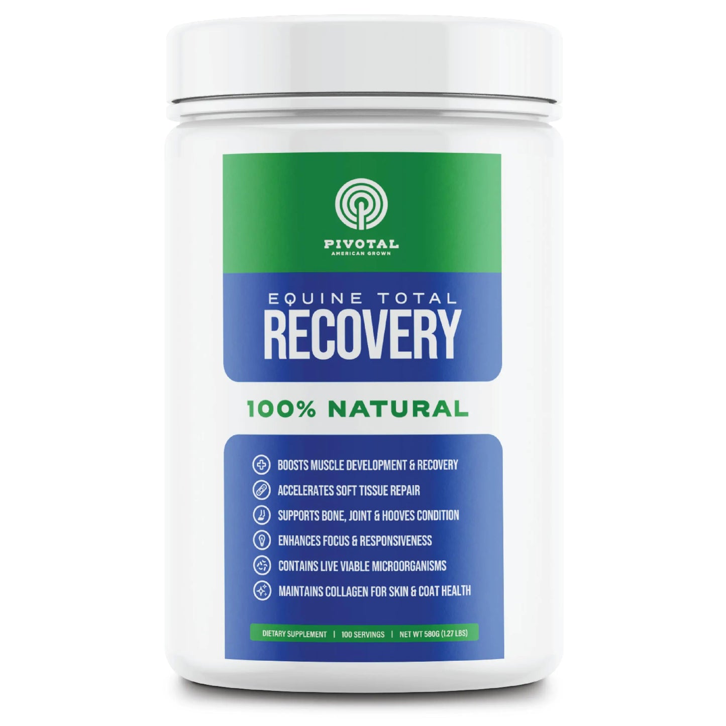 Equine Total Recovery Horse Supplement - 9 Equine Amino Acids Plus Probiotics for Horses -100% Natural- No Added Sugar No Soy No Fillers - Horse Joint Support Supplement (100 Servings)