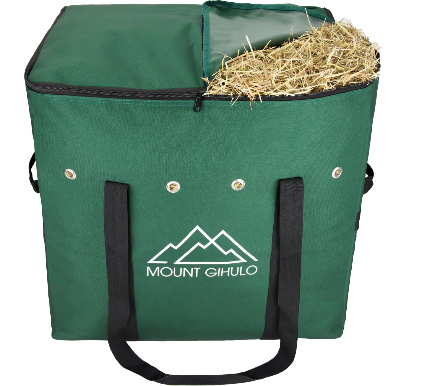 MOUNT GIHULO Hay Bag for Horses - 900D Polyester Horse Hay Bag Hay Storage Bag - Carry Handles PVC Waterproofing 2-String Bale (Hunter Green Small) - The One Stop Equine Shop