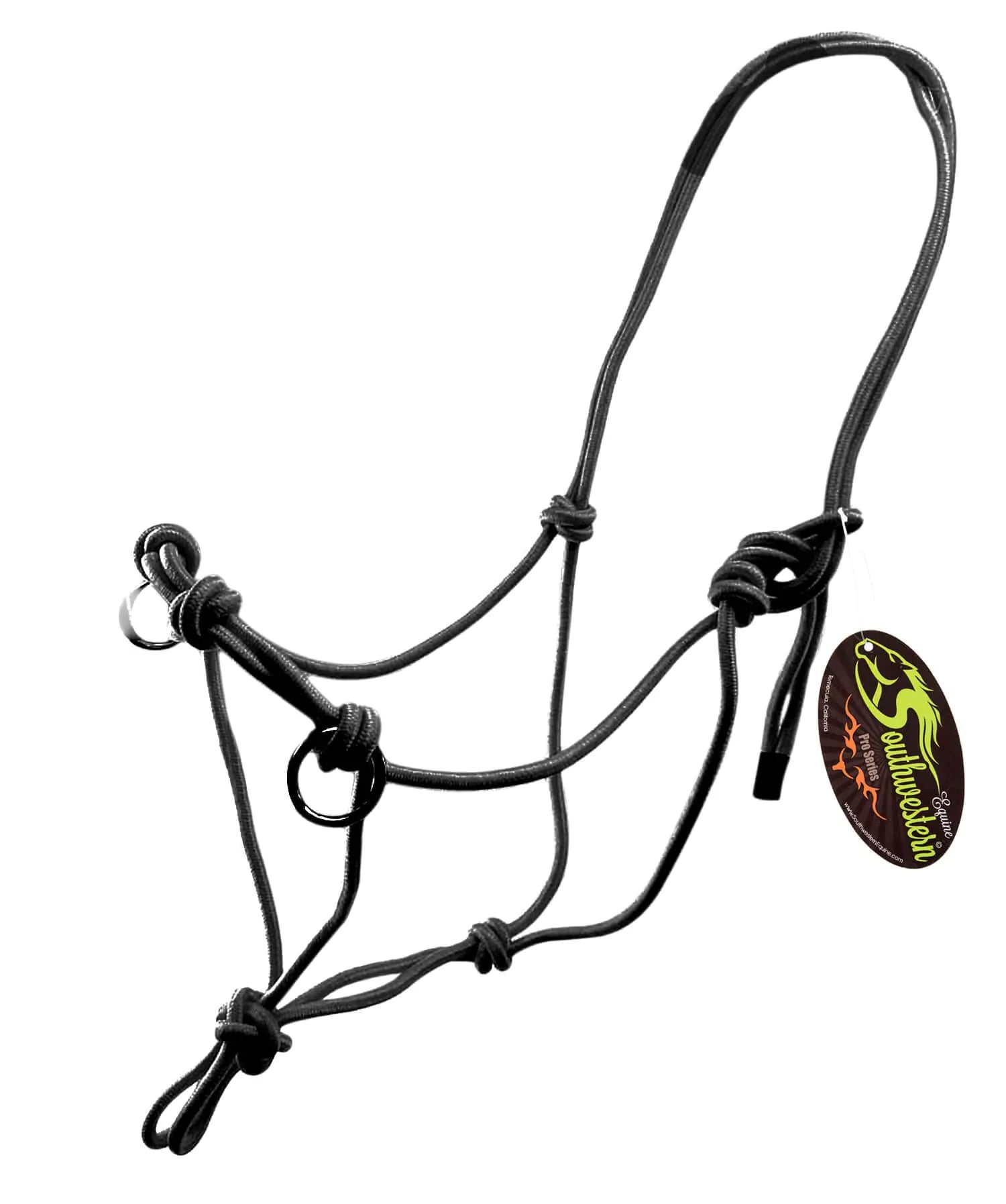 Southwestern Equine Side Pull Rope Halters with Nickle Plated Rings (Horse Black) - The One Stop Equine Shop