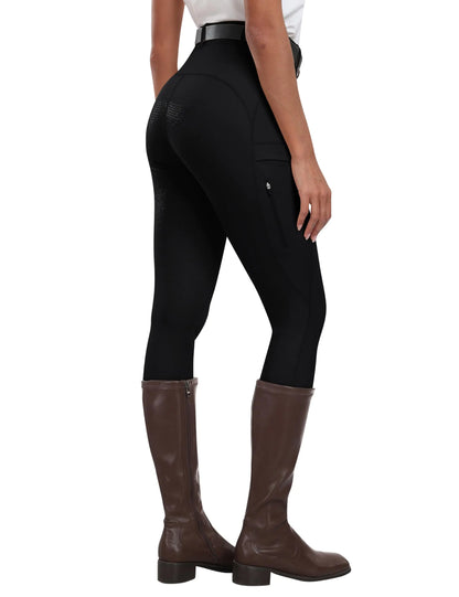 MoFiz Womens Silicone Full Seat Horse Riding Pants Zipper Pockets Equestrian Breeches Riding Tights Black XL - The One Stop Equine Shop