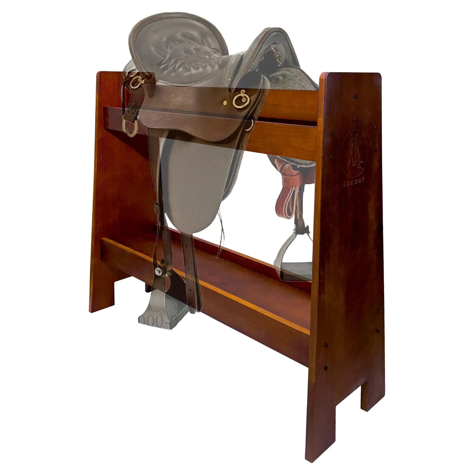 Wood Saddle Rack Stand Horse Tack Organizer for Both English and Western Saddles Elegantly Displays Your Prized Trophy Saddles at Home - for Horse Lovers and Equestrian Enthusiasts - The One Stop Equine Shop