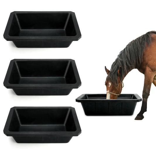 GINDOOR 3Pcs Rubber Feed Pan 10 Quart Horse Feed Bucket Large Feed Bucket Resistant Dog Bowl Rubbe Horse Trough Feeder for Dogs Cat Pig Goat Chicken Farm Small Animal 17x13.8 x 4.7 Inches - The One Stop Equine Shop