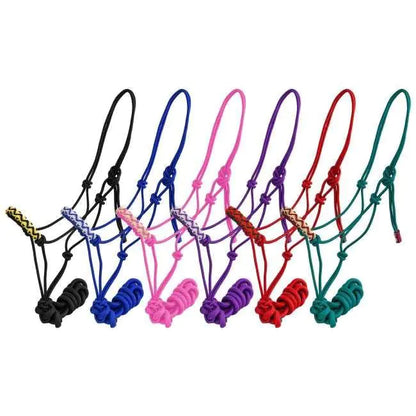 EU Equestrian Braided Nylon Cowboy Knot Rope Halter with Painted Cross & Navajo Design (Purple) - The One Stop Equine Shop