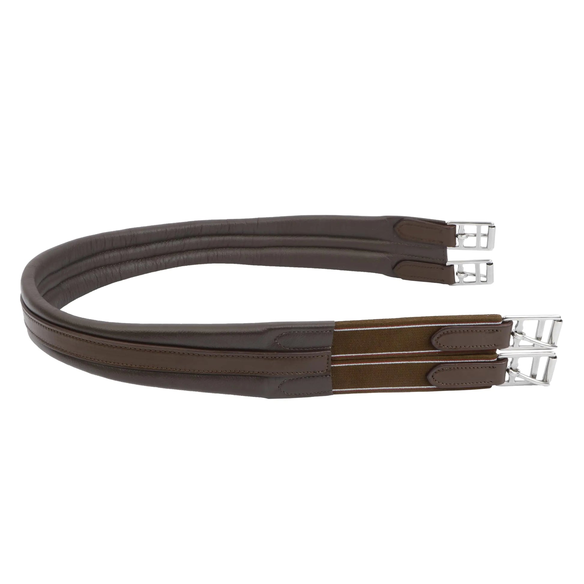 SIE EQUESTRIAN Contoured English Chafeless Girth Black Brown 46" / 48" / 50" / 52" / 54"/ 56" (Brown with Matching Elastic 54") - The One Stop Equine Shop
