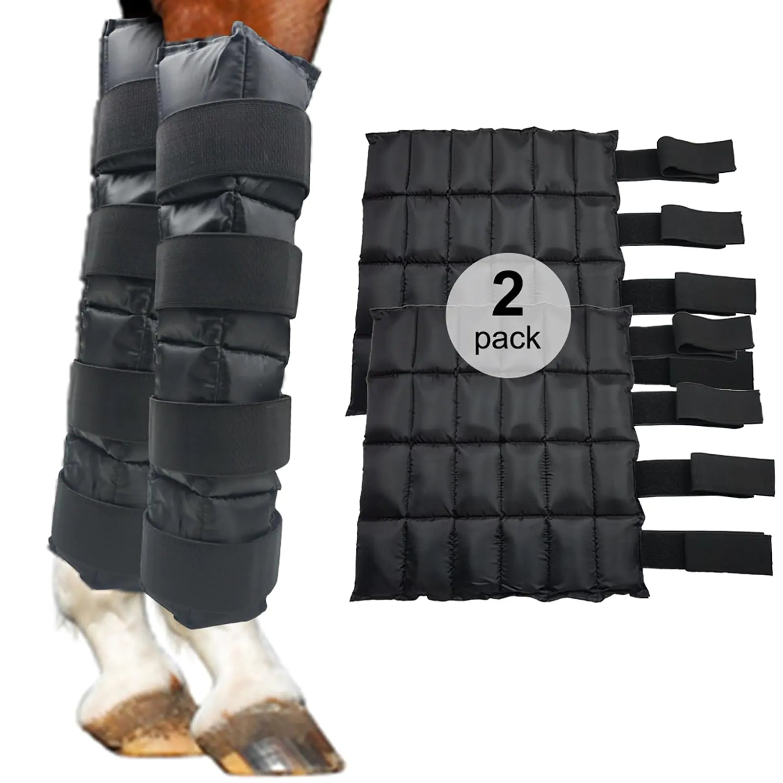 Ice Boot for Horses Ice Pack Wraps Set of 2 Cooling Wraps for Horse Injuries Equine Ice Wraps for Horses Leg Knee Hock Reusable Horse Full Leg Ice Boot Cold Therapy 16.9 X 16.1 - The One Stop Equine Shop