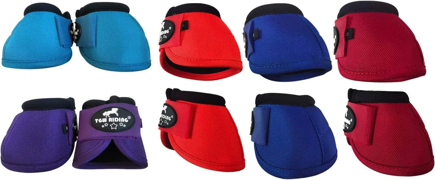 TGW RIDING 2520D Horse Bell Boots No-Turn Horse Bell Boots Equine Ballistic Hoof Overreach Bell Boot Pair (Wine M) - The One Stop Equine Shop
