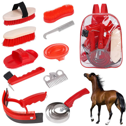 KHEARPSL Horse Grooming Kit Horse Brushes for Grooming 10pcs Horse Cleaning Tool Set with Tote Bag Sweat Scraper Curry Comb Brush Hoof Pick Horse Bathing Grooming Supplies Equine Care Supplies - The One Stop Equine Shop