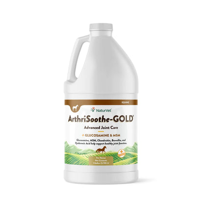 NaturVet ArthriSoothe-Gold Advanced Equine Glucosamine Joint Supplement Formula for Horses Liquid Made in The USA with Globally Source Ingredients 1 Gallon - The One Stop Equine Shop