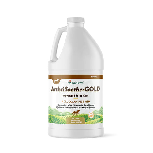 NaturVet ArthriSoothe-Gold Advanced Equine Glucosamine Joint Supplement Formula for Horses Liquid Made in The USA with Globally Source Ingredients 1 Gallon - The One Stop Equine Shop