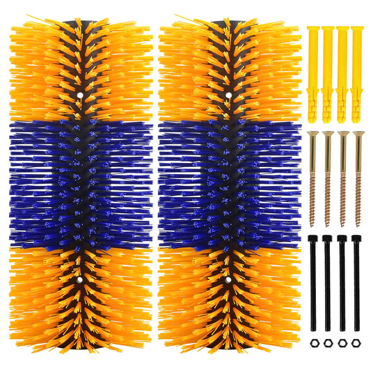 Livestock Scratch Brushes Horse Scratcher Cow Livestock Scratching Brush Full Brush Massage Grooming Brush Kit for Cow Cattle Goat Sheep Horse Pig (Yellow 2Pcs) - The One Stop Equine Shop