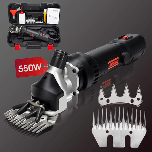 AMYWMS Sheep Shears Electric 550W - Upgraded Professional Sheep Clippers One Blade 6 Speed Heavy Duty Livestock Haircut for Grooming Sheep Goats Large Dog Thick Coats Animals No Lubricant(Black) - The One Stop Equine Shop