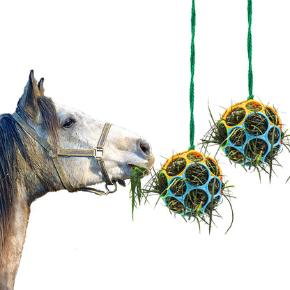 Besimple 2 Pack Horse Treat Ball Hay Feeder Toy Goat Feeder Ball Hanging Feeding Toy for Horse Goat Sheep Relieve Stress (Colorful) - The One Stop Equine Shop