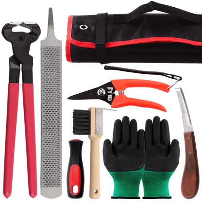 Keadic 7 pcs Horse Farrier Hoof Trimmer Tool Kit Contains Professional Horseshoe Pliers Nipper Hoof Knife Horseshoe Brush and Rasp Hoof Cutter Horses Hoof Trim Set for Horses Cattle Sheep Donkeys