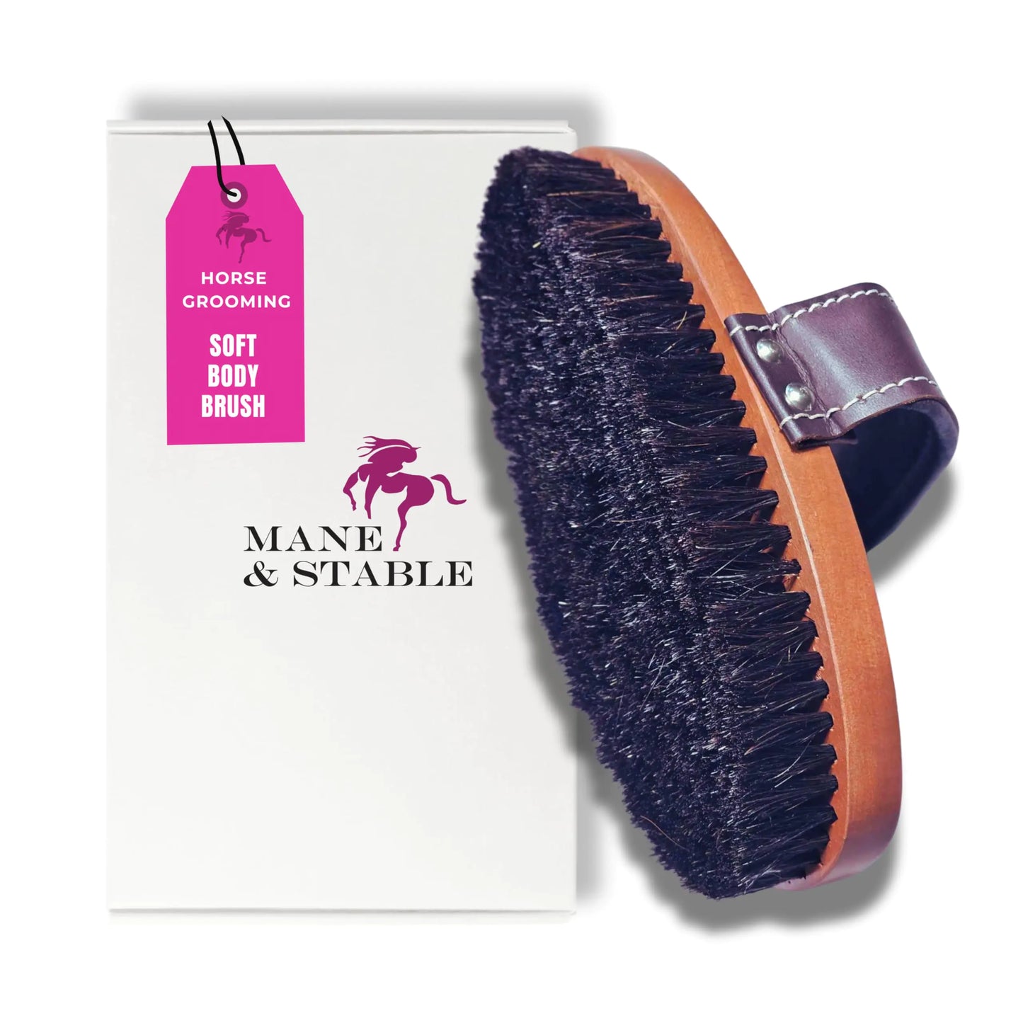 Horse Grooming Brush. Deluxe Handmade Soft Horse Brush For Face & Body. A Professional Equine Grooming Tool With Dense Soft Bristles To Gently Remove Surface Dust & Dirt & Promote A Smooth Shiny Coat. - The One Stop Equine Shop