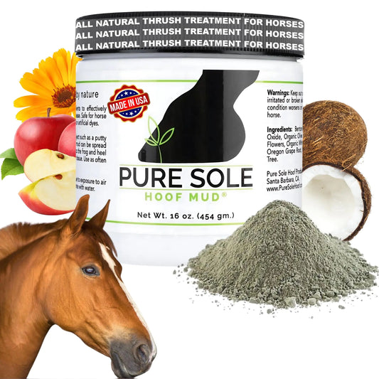 Thrush Treatment for Horses - Pure Sole Hoof Mud - Hoof Clay for Horses - A Horse Hoof Care Product for Thrush White Line and Hoof Wall Separation | Use Regularly for A Healthy Hoof. - 16 oz.