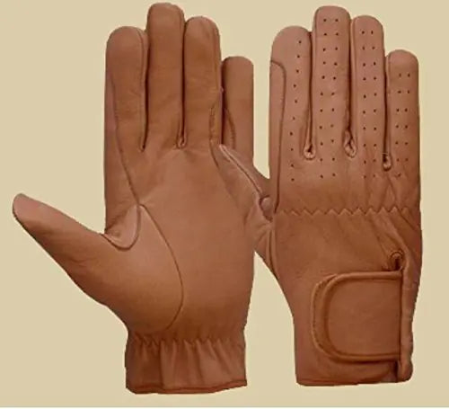 Horse Riding Mens Gloves All Leather 100% Real Leather TAN & Black Premium Quality Gents Equestrian Gloves (XL Tan) - The One Stop Equine Shop