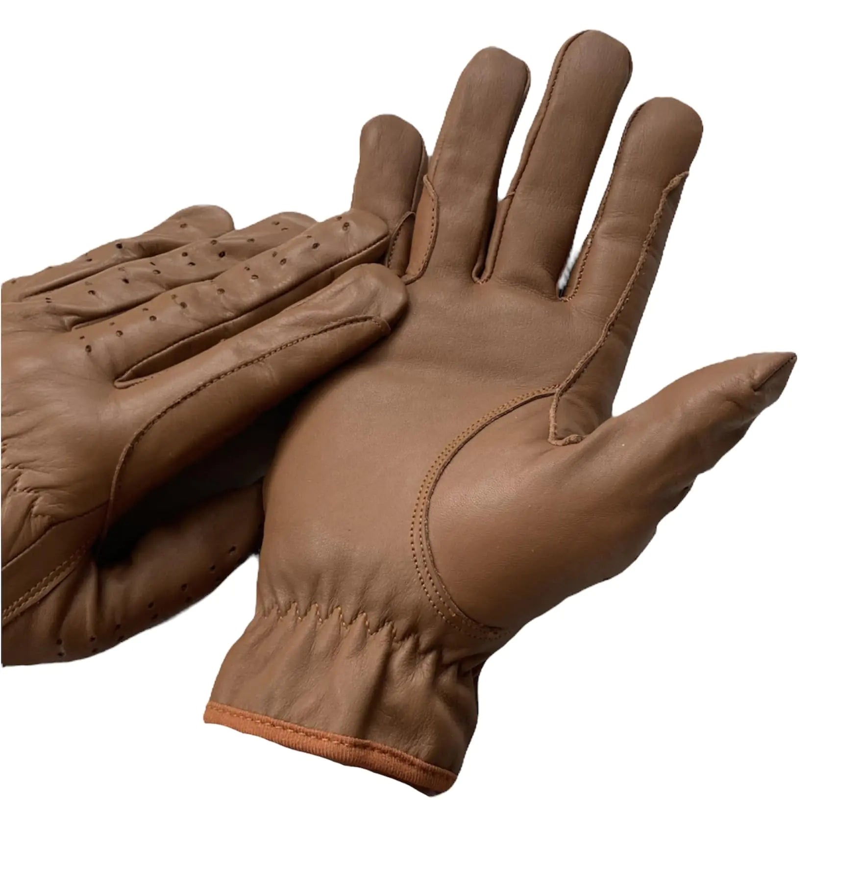 Ladies Horse Riding Gloves 100% Real Leather Brown Beige TAN & Black Women Equestrian Gloves (Large Tan) - The One Stop Equine Shop