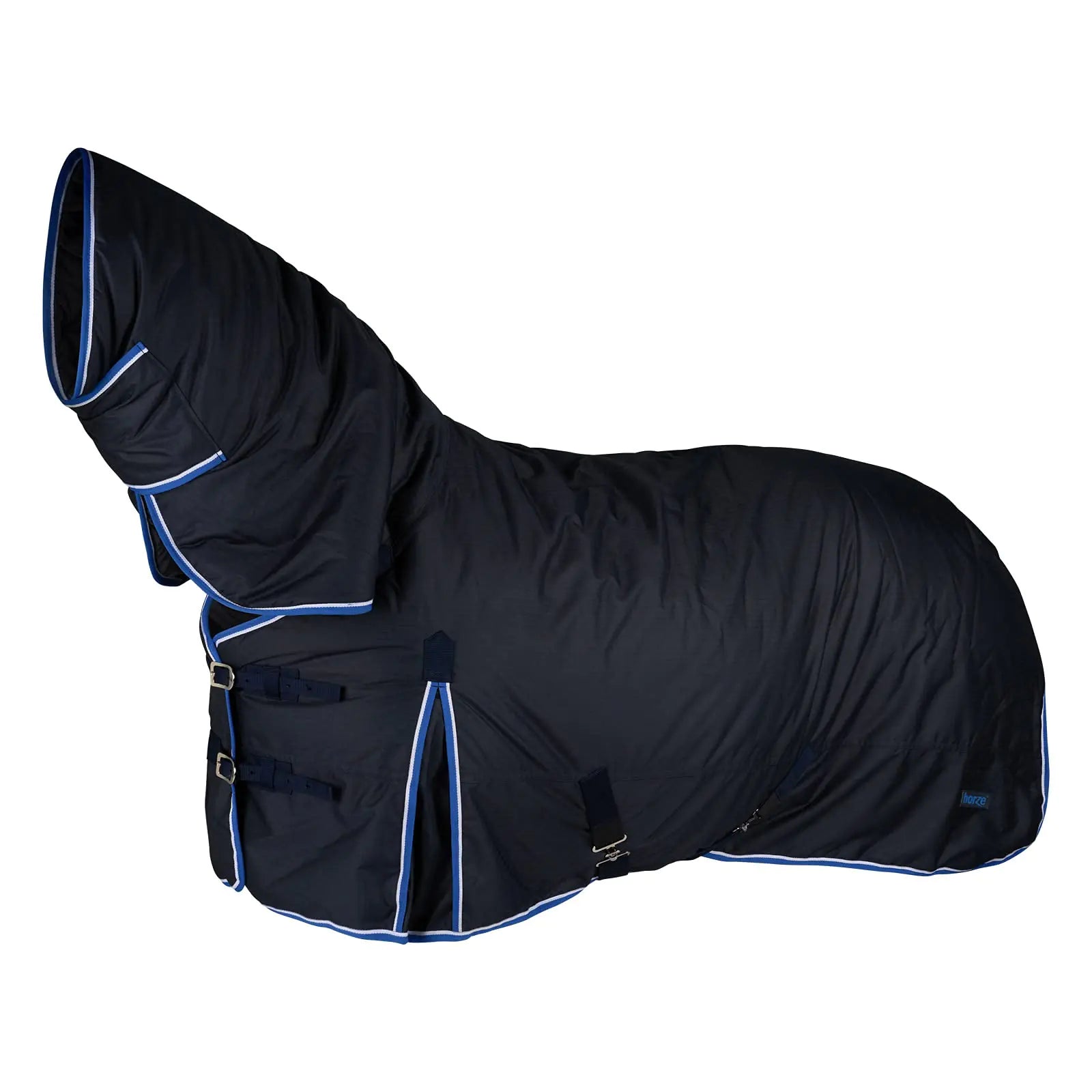 HORZE Glasgow Medium Weight Waterproof Combo Turnout Winter Horse Blanket with Neck Cover (150g Fill) - Dark Blue - 78 in - The One Stop Equine Shop