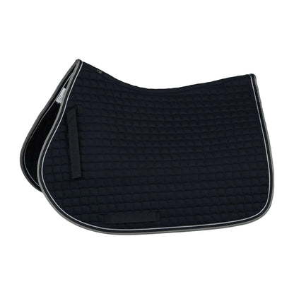 HORZE Adepto Padded All Purpose Quilted Equestrian Saddle Pad for Horses with Two-Tone Trim - Dark Navy - Horse - The One Stop Equine Shop