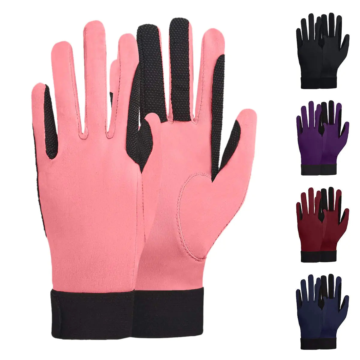ChinFun Womens Horse Riding Gloves Stretchable Equestrian Gloves Breathable for Outdoor Horseback Cycling Driving Deep Pink S - The One Stop Equine Shop