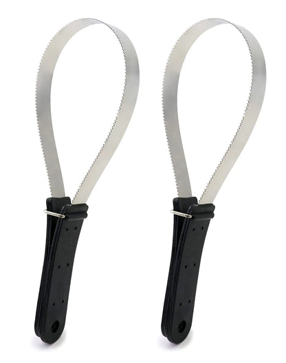 QWORK Horse Groming Shedding Blade 2 Pcs Stainless Steel Double Sided Hair Brush Scraper with Rubber Handle for Dogs and Horses - The One Stop Equine Shop