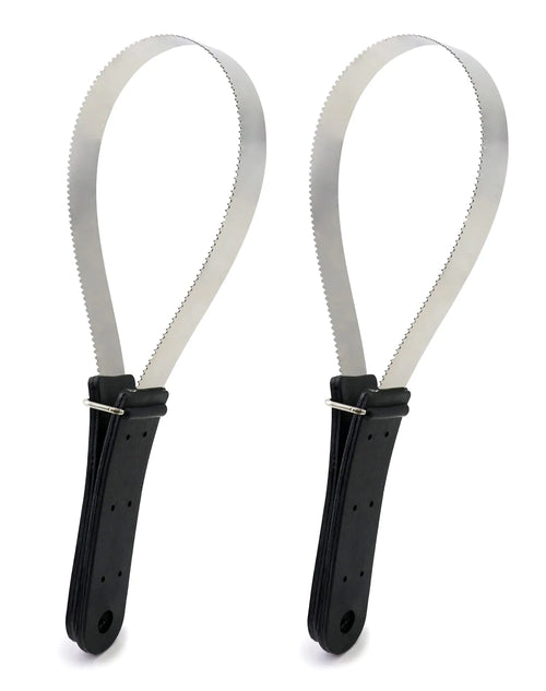 QWORK Horse Groming Shedding Blade 2 Pcs Stainless Steel Double Sided Hair Brush Scraper with Rubber Handle for Dogs and Horses - The One Stop Equine Shop