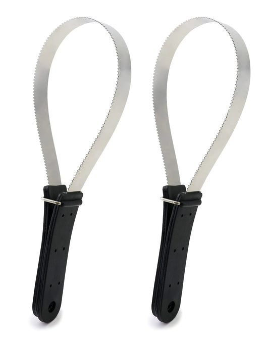 QWORK Horse Groming Shedding Blade 2 Pcs Stainless Steel Double Sided Hair Brush Scraper with Rubber Handle for Dogs and Horses - The One Stop Equine Shop