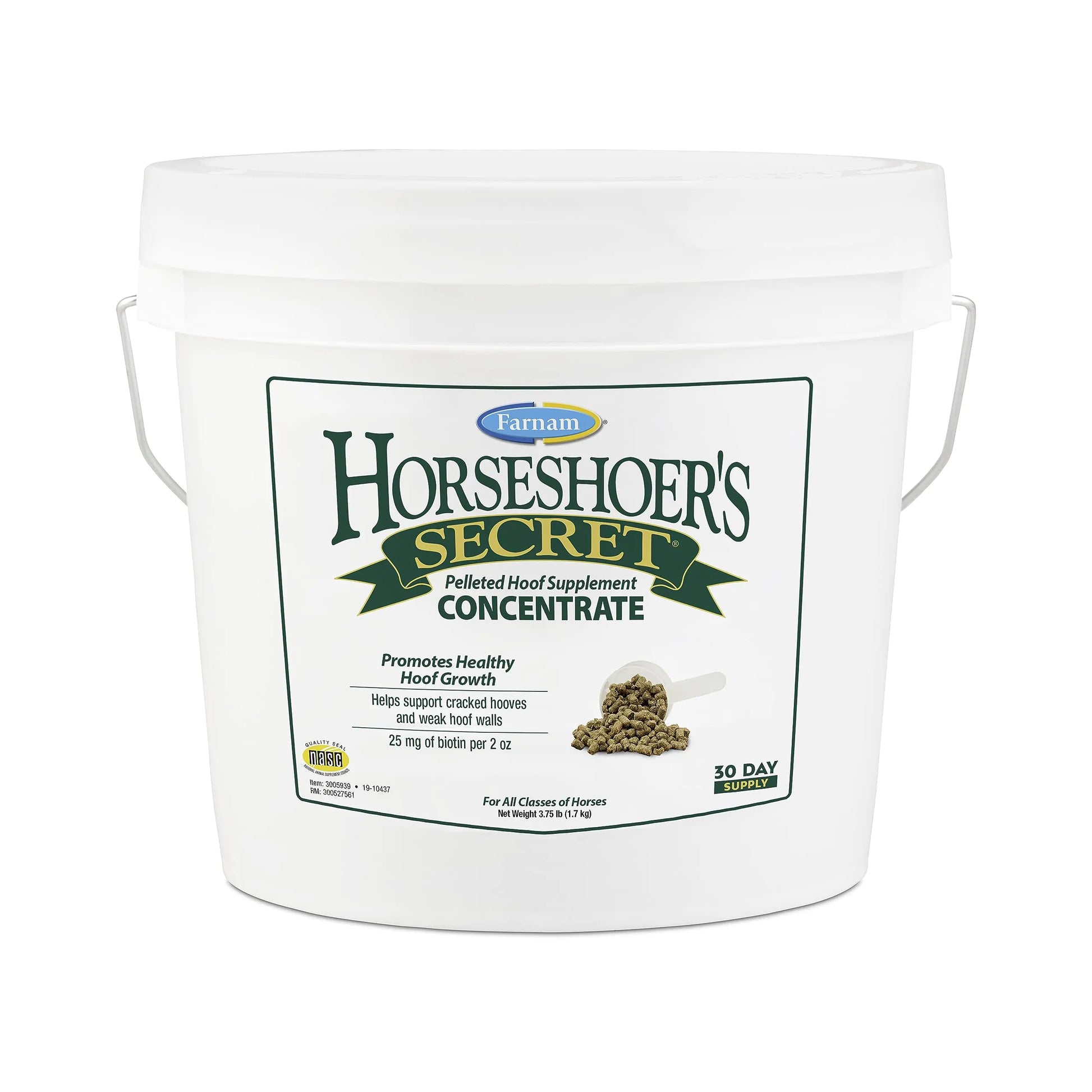 Farnam Horseshoers Secret Pelleted Hoof Supplements Concentrate Economic formula with 25 mg. of biotin per 2 oz. serving 3.75 lb. 30 day supply - The One Stop Equine Shop