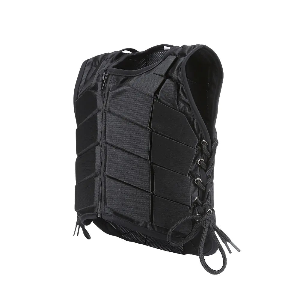 Cyrank Equestrian Horse Vest Unisex Kids EVA Padded Equestrian Protective Vest Horse Riding Vest Black Zipper Waistcoat Body Protector Guard(L) - The One Stop Equine Shop