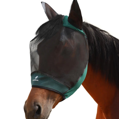 CareMaster Horse Fly Mask Large Space Fly Mask Breathable UV Protection Equine Mask with Reflective Features on Ears Hunter Green M - The One Stop Equine Shop