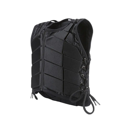 Cyrank Equestrian Horse Vest Unisex Kids EVA Padded Equestrian Protective Vest Horse Riding Vest Black Zipper Waistcoat Body Protector Guard(L) - The One Stop Equine Shop