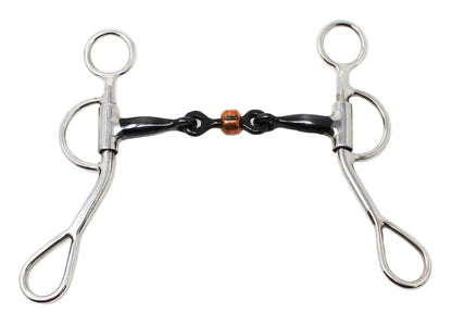 Professional Equine Horse Western Sweet Iron 4.5" Mouth Dog Bone Snaffle w/Copper Roller 35313A - The One Stop Equine Shop