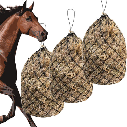 HIRQUITICKE 3 Pack Hay Nets for Horses Slow Feed - Feeding Holes 2" - Horse Supplies Hay Bags Feeder Goats - The One Stop Equine Shop