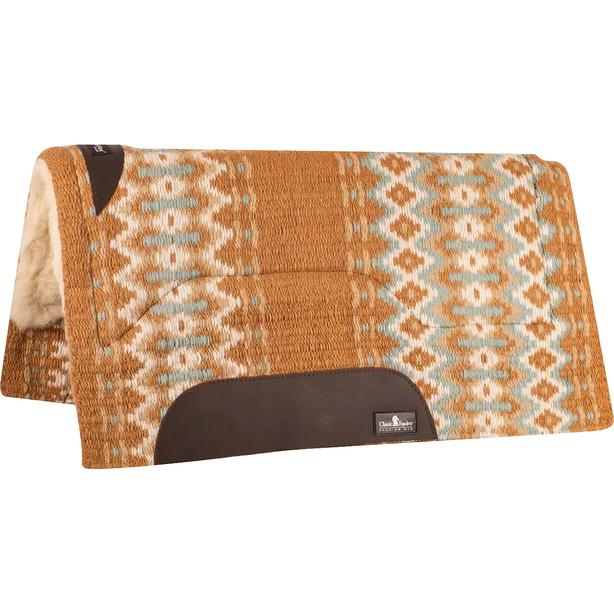 Classic Equine 3/4 SensorFlex Wool Top 34 x 38 Saddle Pad Buckskin/Aqua 34X38 - The One Stop Equine Shop