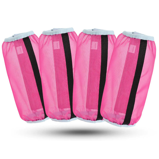HR Farm- Horse Leggins Loose Fitting Fly BootsHorse Boots Leg Wraps Protection Gear Equine Set of 4 (Pink Large) - The One Stop Equine Shop