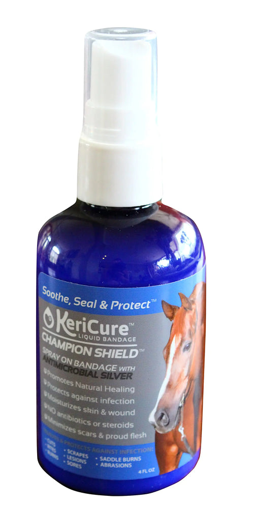 Champion Shield Silver Liquid Bandage 4oz Gel Spray for Equine and Large Animal Wound Care Woman Owned Small Business Made in The USA - The One Stop Equine Shop