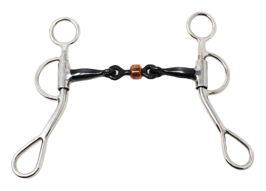 Professional Equine Horse Western Sweet Iron 4.5" Mouth Dog Bone Snaffle w/Copper Roller 35313A - The One Stop Equine Shop