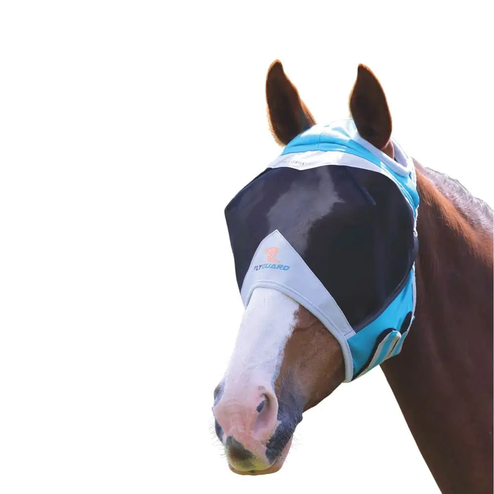 Shires Fly Guard Fine Mesh Horse Fly Mask with Ear Holes (Teal Small Pony) - The One Stop Equine Shop