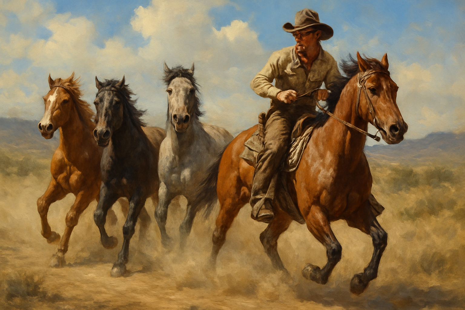 horses galloping with a rider