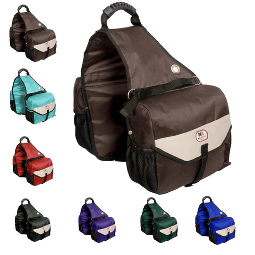 Majestic Ally Horse Saddle Bag - Nylon Insulated Leakproof Cooler Reflective Padded with Pockets and Water Bottle Carrier Durable Equestrian Saddle Bag (Brown) - The One Stop Equine Shop