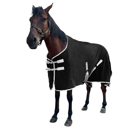 Horse Cooler & Fleece Blankets for Horses Polar Fleece Cooling Blankets Sheets Horse Exercise Sheet Fleece Rugs Standard Neck (Black US 81 in(EU 155 cm))