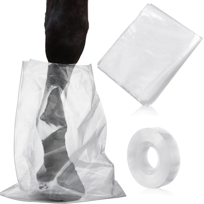 Huhumy 20 Pcs Disposable Soak Boot Hoof with 1 Roll of Adhesive Tape Horses Soaking Boot Bag Equine Soaker Sack for Thrush Bacterial Infection Treating Hooves Care Liquid Treatment Equine Donkey Draft - The One Stop Equine Shop