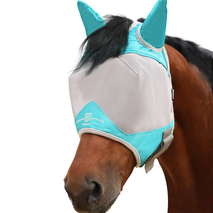 Harrison Howard Half Face Horse Fly Mask UV Protection and Breathable Mask for Equine Use Comfortable Fly Mask for Horses Mint XL - The One Stop Equine Shop