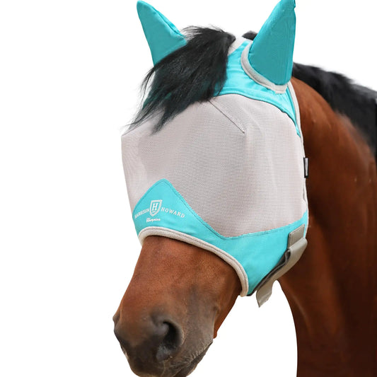 Harrison Howard Half Face Horse Fly Mask UV Protection and Breathable Mask for Equine Use Comfortable Fly Mask for Horses Mint XL - The One Stop Equine Shop