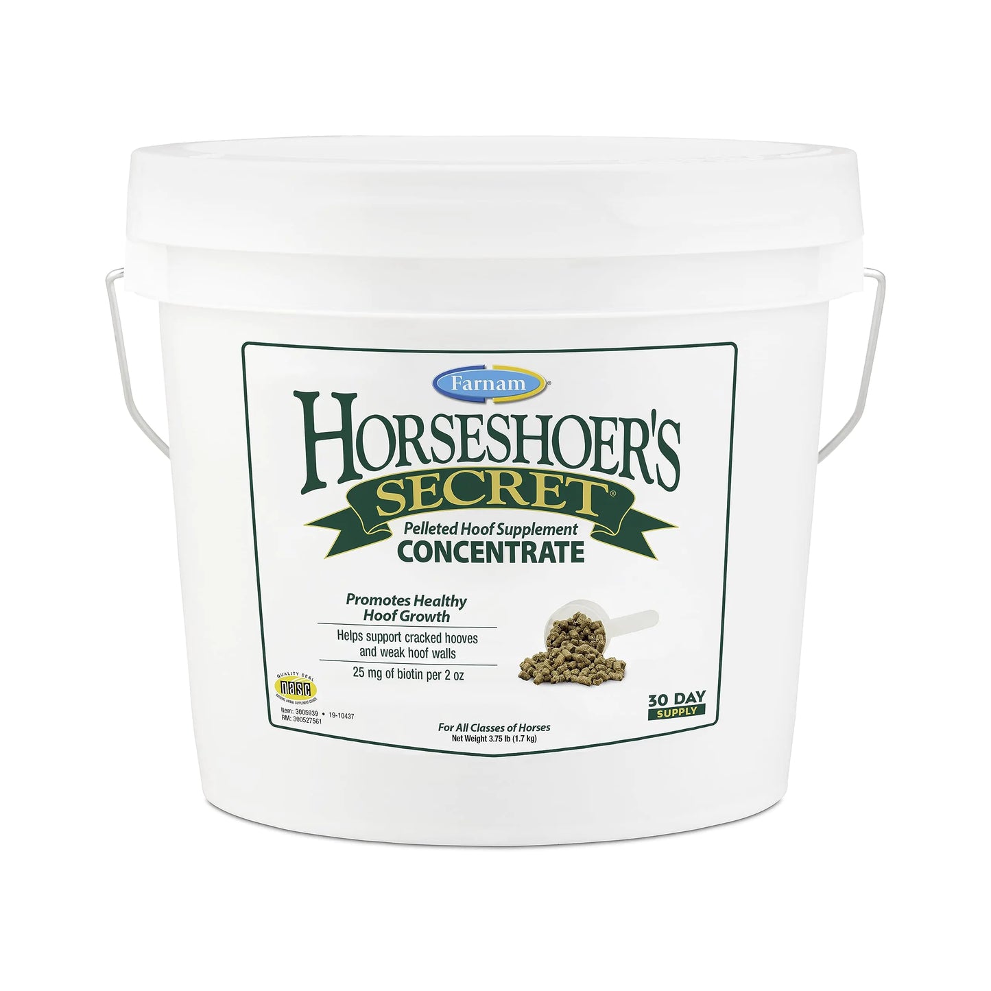 Farnam Horseshoers Secret Pelleted Hoof Supplements Concentrate Economic formula with 25 mg. of biotin per 2 oz. serving 3.75 lb. 30 day supply - The One Stop Equine Shop