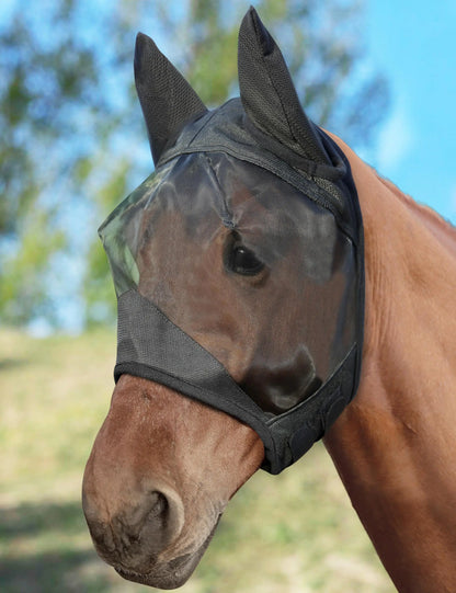 HackFond Horse Fly Mask Half Face with Ears Full Face UV Protection for Horses Breathable Fine Mesh Equine Fly Mask L - Full - The One Stop Equine Shop