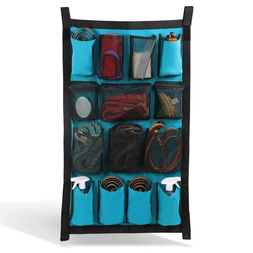 Ruralty Hanging Grooming Organizer Caddy - 23x39in Equine Accessories Brush Holder Horse Trailer Door Organizer Pouch